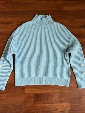 Fabienne Chapot Cozy Ribbed Turtleneck Sweater in Baby Blue